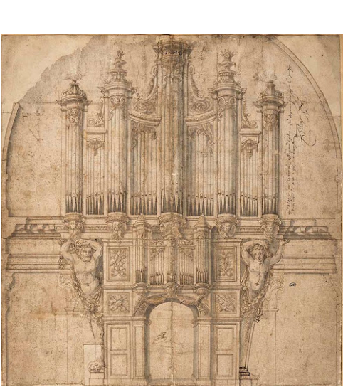 A drawing probaly made by Germain Pillon during the construction of the organ